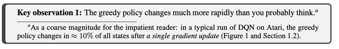 Key observation from Schaul et al (2022) paper at NeurIPS conference: The phenomenon of policy churn